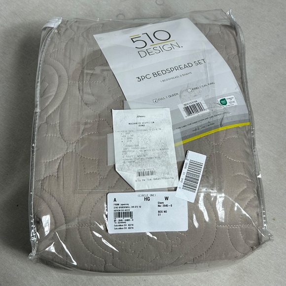 BRAND NEW 510 Design 3-Piece Taupe Quilted Bedspread Set – Full/Queen - Picture 3 of 5
